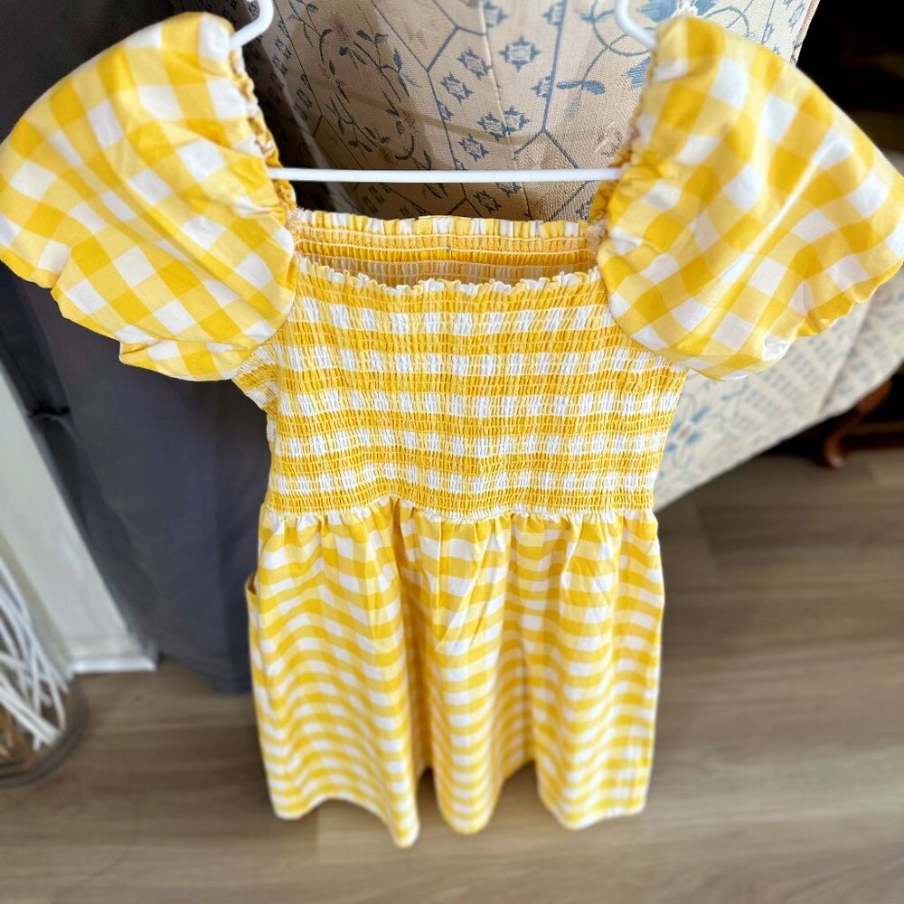 Yellow & White Checkered Girls Dress, GREAT for Spring OR Summer!